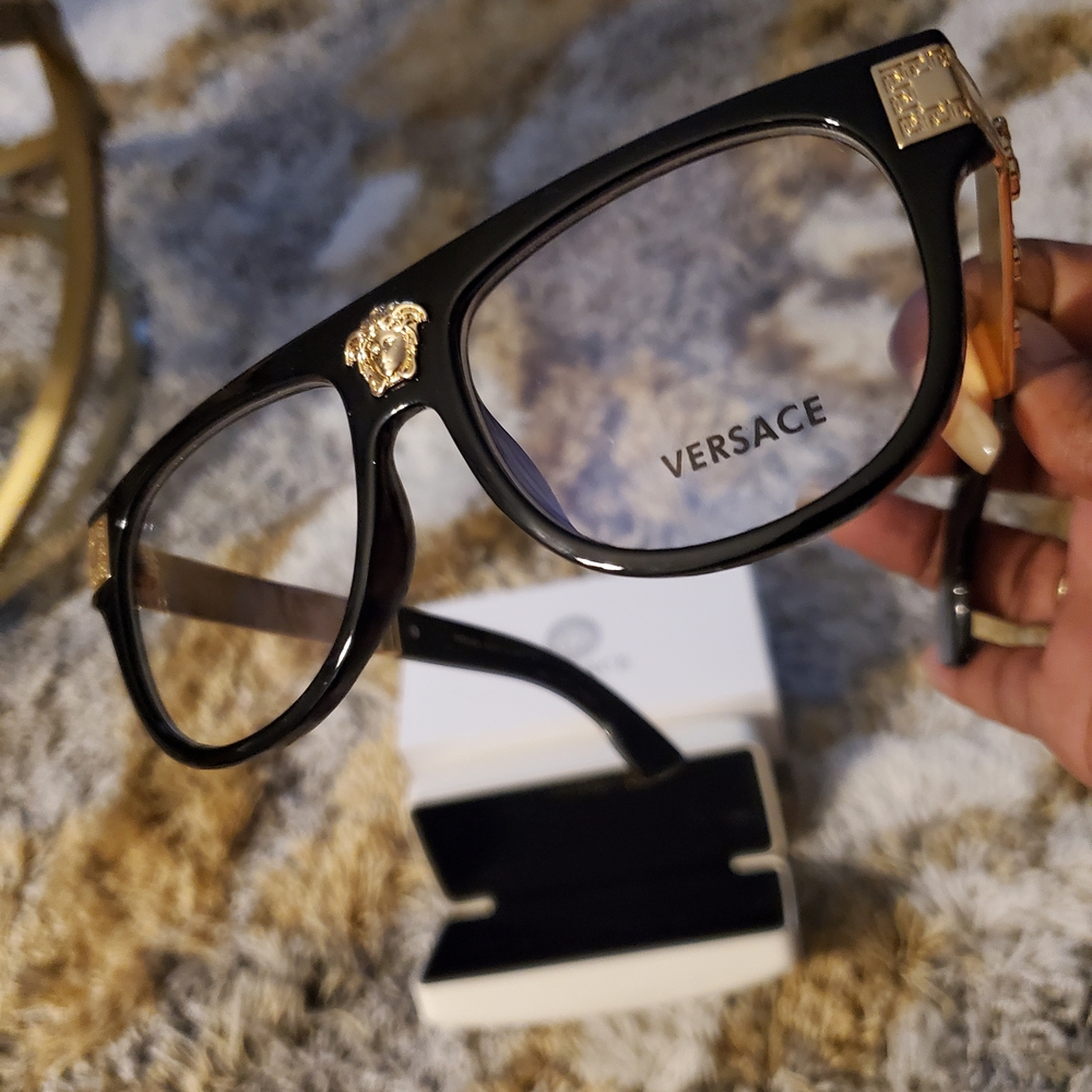 Versace Black Frames with Gold Medusa Accent - Picture 2 of 7